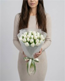 Пионовидные белые тюльпаны  (21шт) 6785