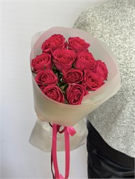 Малиновые розы Кения 40см в пленке (11шт) 505